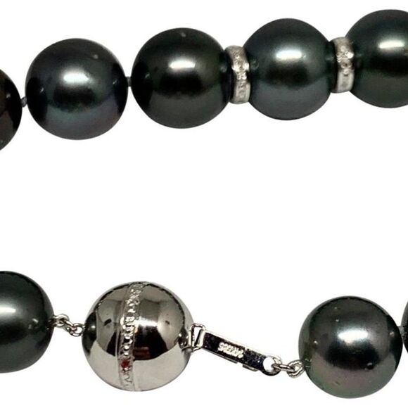 Diamond Tahitian Pearl Necklace 14k Gold 16.3 mm 16.5" Certified $24,000 914649 - Picture 7 of 8